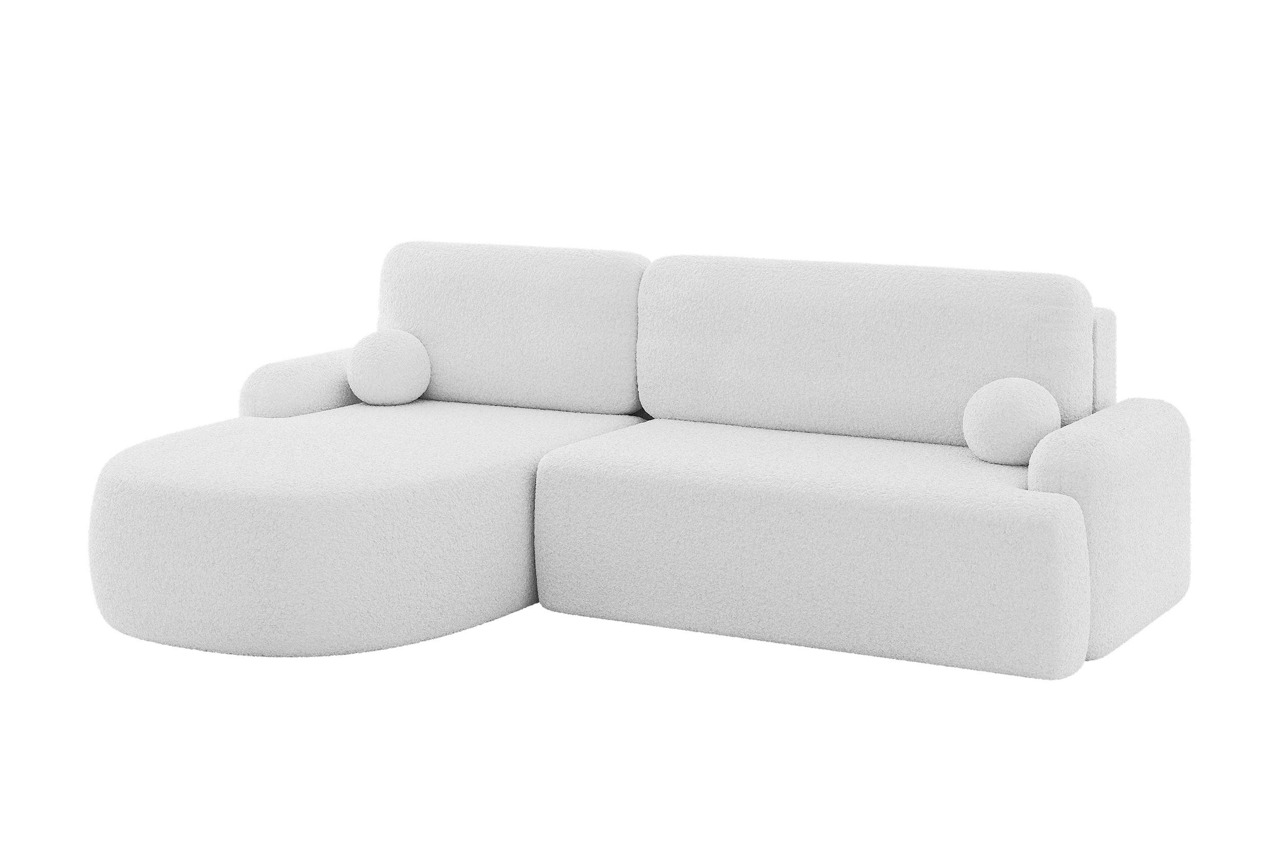 ECKSOFA mit Schlaffunktion und Bettkasten LIRA-L - 264x172x89 Weiß - Weiß, Holzwerkstoff/Textil (264/172cm) - ALTDECOR
