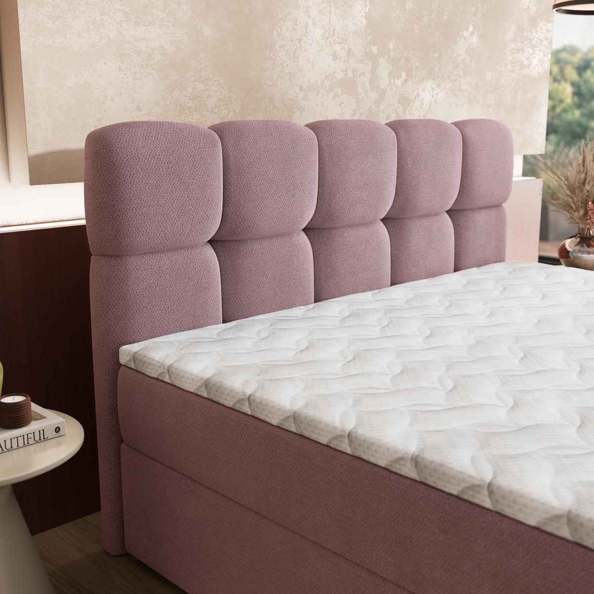 BOXBETT MERU 140x200 cm mit Matratze und Topper - Rosa - Rosa, Holz (140/200cm) - MASSENO