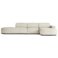 ECKSOFA Sallmo L-Form, 3-Sitzer, rechts 358 cm - Creme/Schwarz, Kunststoff/Textil (358/166cm) - Selsey