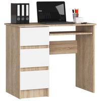 SCHREIBTISCH Eiche Sonoma, Weiß 77/90/50 - Weiß, Holzwerkstoff (124/85/77cm) - RAUMHIRSCH FURNITURE