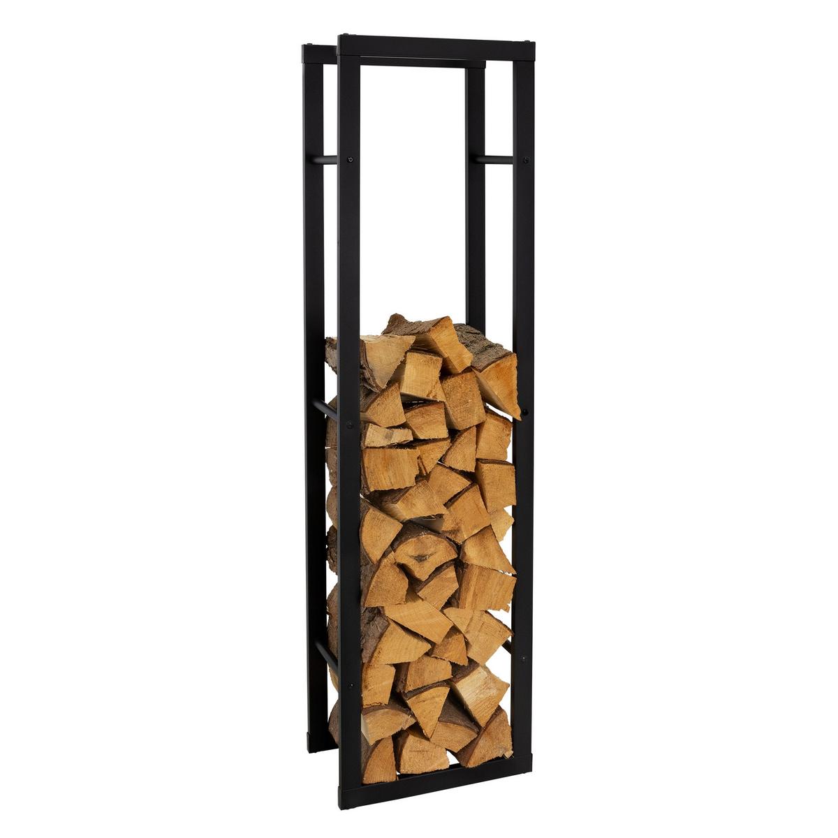KAMINHOLZREGAL 40x150x25 cm rechteckig Schwarz aus Metall Innen/Außen - Schwarz, Metall (25/150/40cm) - ML-DESIGN