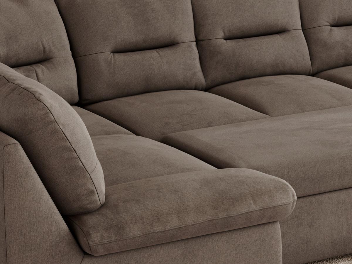 WOHNLANDSCHAFT MORBIDO U Braun Velvet - Silberfarben/Braun, Textil/Metall (340/93/206cm) - MKS