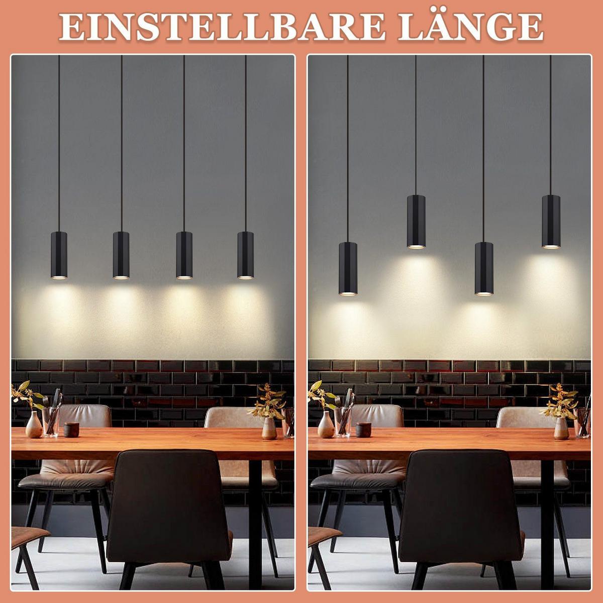 PENDELLEUCHTE Stärke 4-flammig 60/6/170 cm - Schwarz, Metall (60/6/170cm) - Nettlife