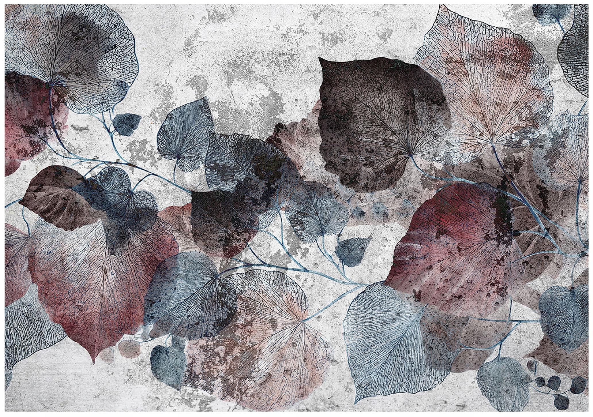 FOTOTAPETE Blätter Beton Grau 400x280 cm - Multicolor, Papier (400/280cm) - Wallarena