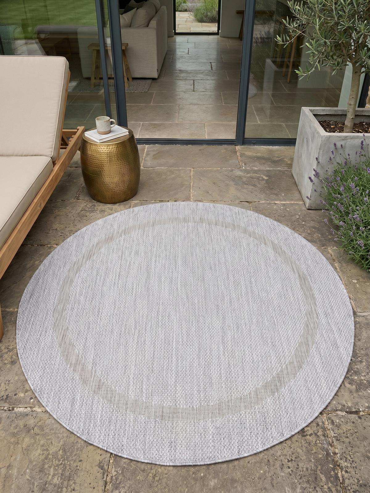 TEPPICH Outdoor ALSTER in Silber, einfarbig, Ø 200 cm - Silberfarben, Textil (200/200cm) - KADIMA DESIGN