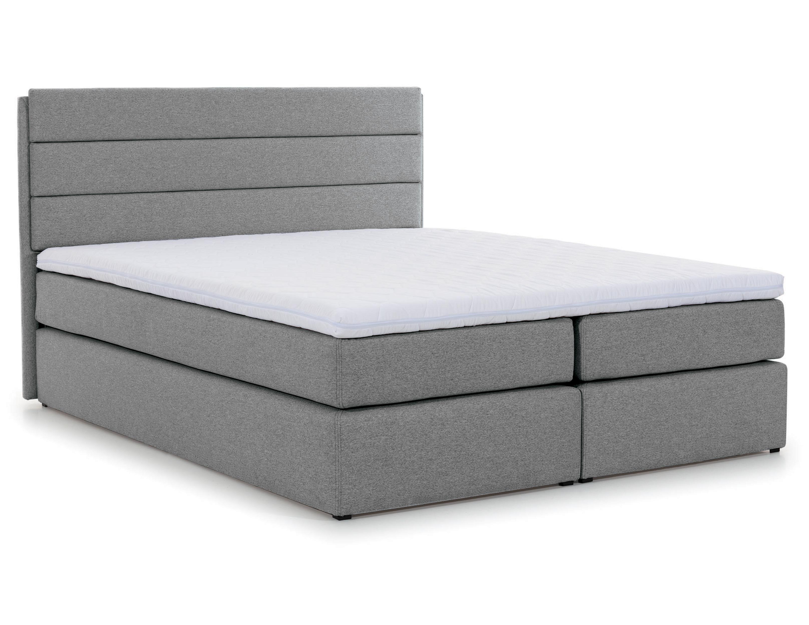 BOXBETT Sequoio 140/200 cm in Grau – mit Matratze und Topper - Schwarz/Grau, Holz/Holzwerkstoff (140/200cm) - AX Living