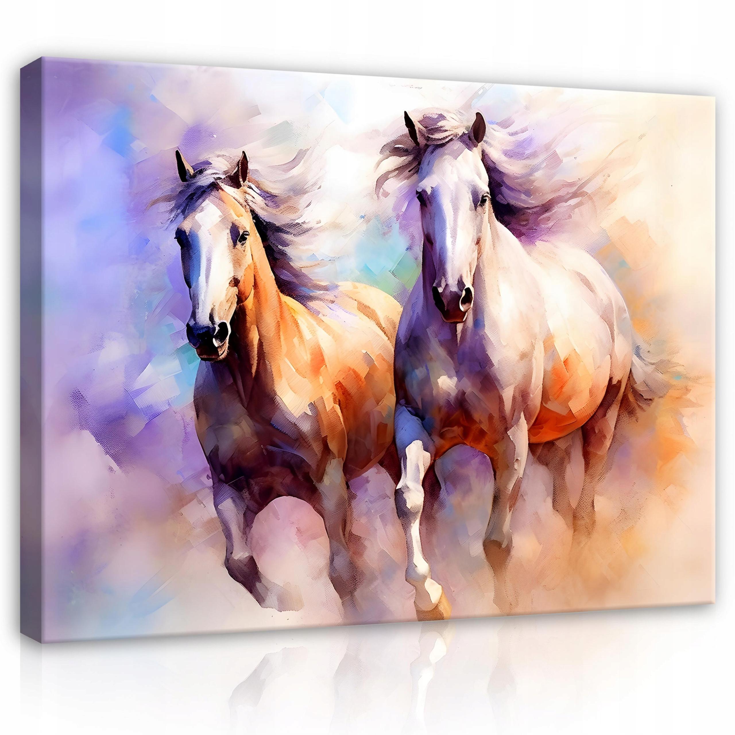 LEINWANDBILD Pferde Tiere Lila 100x70 cm - Multicolor, Holzwerkstoff (100/70cm) - Wallarena