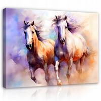 LEINWANDBILD Pferde Tiere Lila 100x70 cm - Multicolor, Holzwerkstoff (100/70cm) - Wallarena
