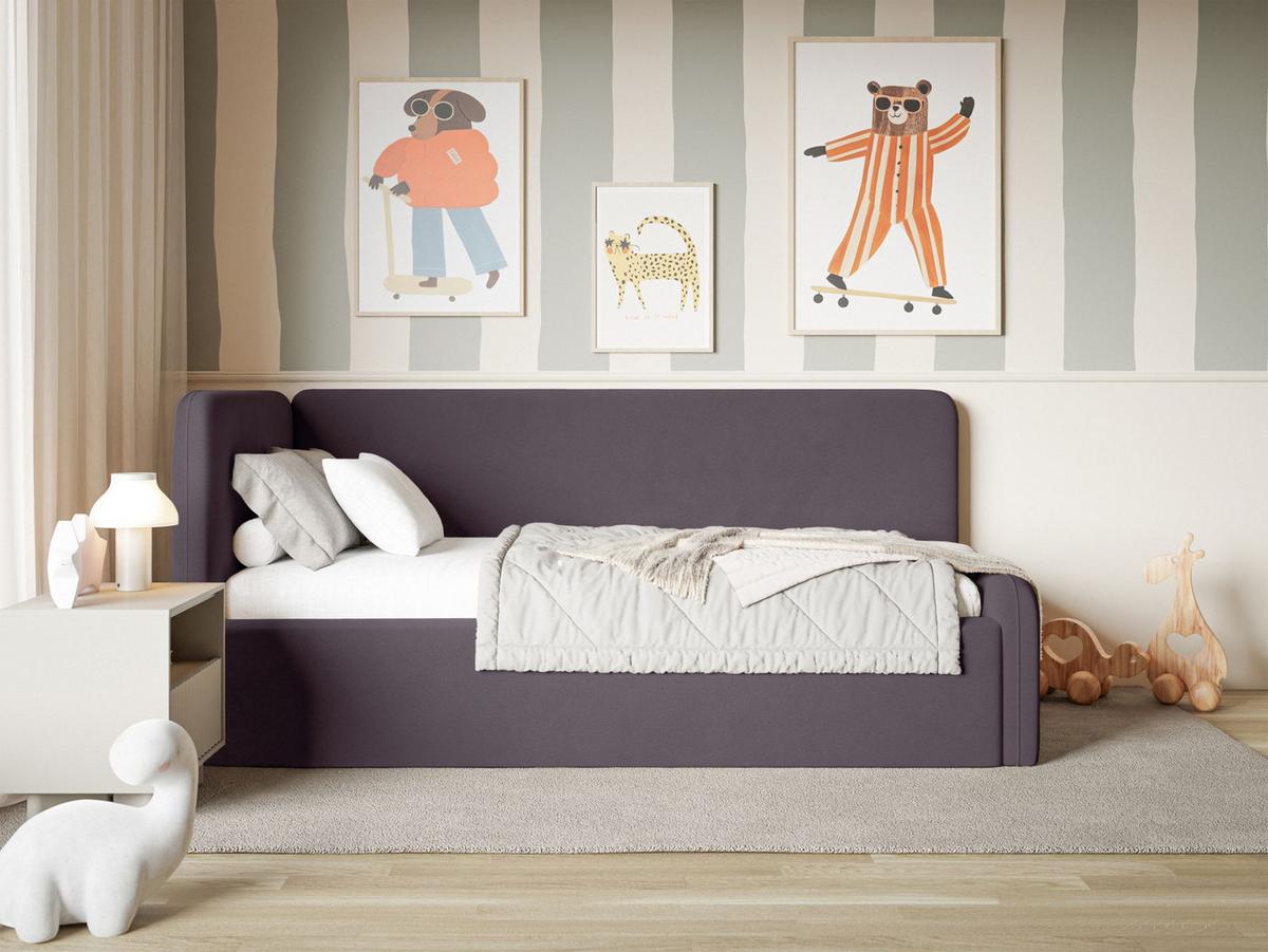 JUGENDBETT Fanko Samt Violett 90x200 cm - Lila/Schwarz, Kunststoff/Textil (90/200cm) - Selsey