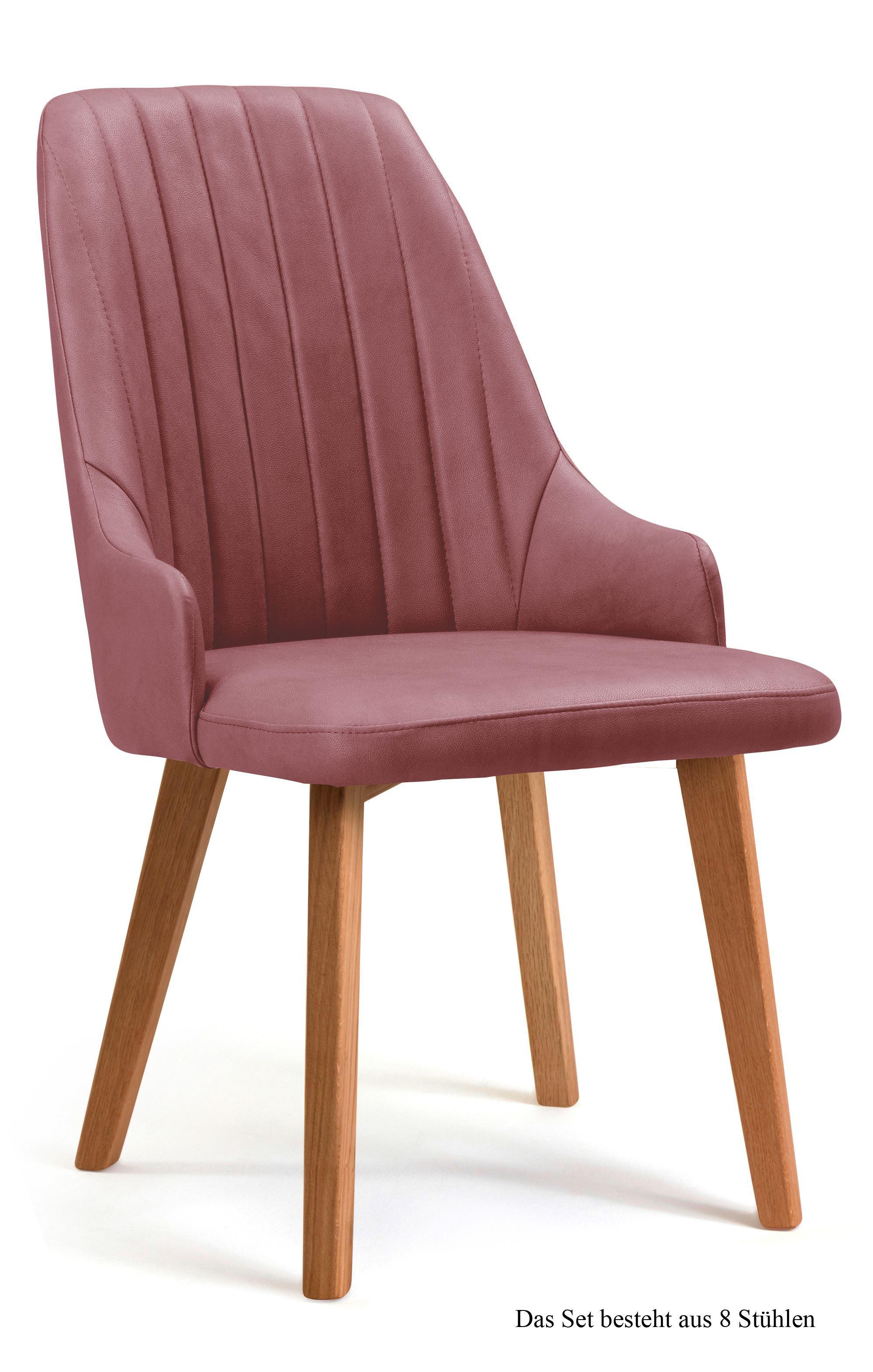 ESSZIMMERSTUHL (8er-Set) Daryl 52x91x60 Eiche geölt/Rosewood - Eichefarben/Dunkelrosa, Kunststoff (60/91/52cm) - 58aufmkessel