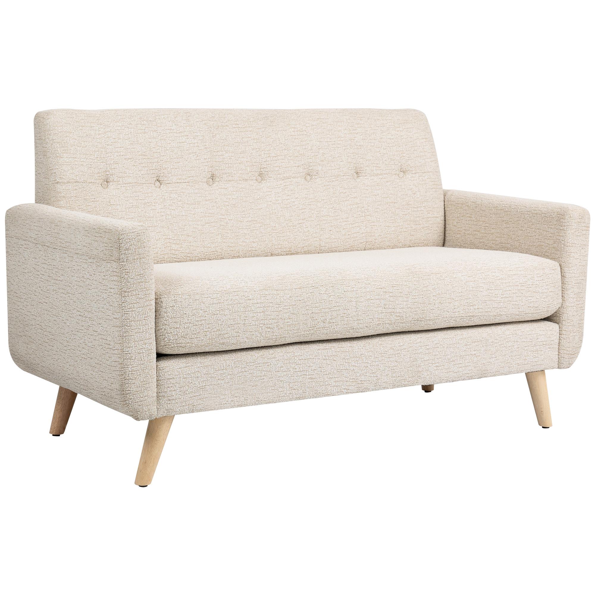 2 Sitzer Sofa, Couch mit Dickem Sitz- und Rückenkissen, Samtoptik, Beige - Beige, Kunststoff (71/82/134cm) - HOMCOM