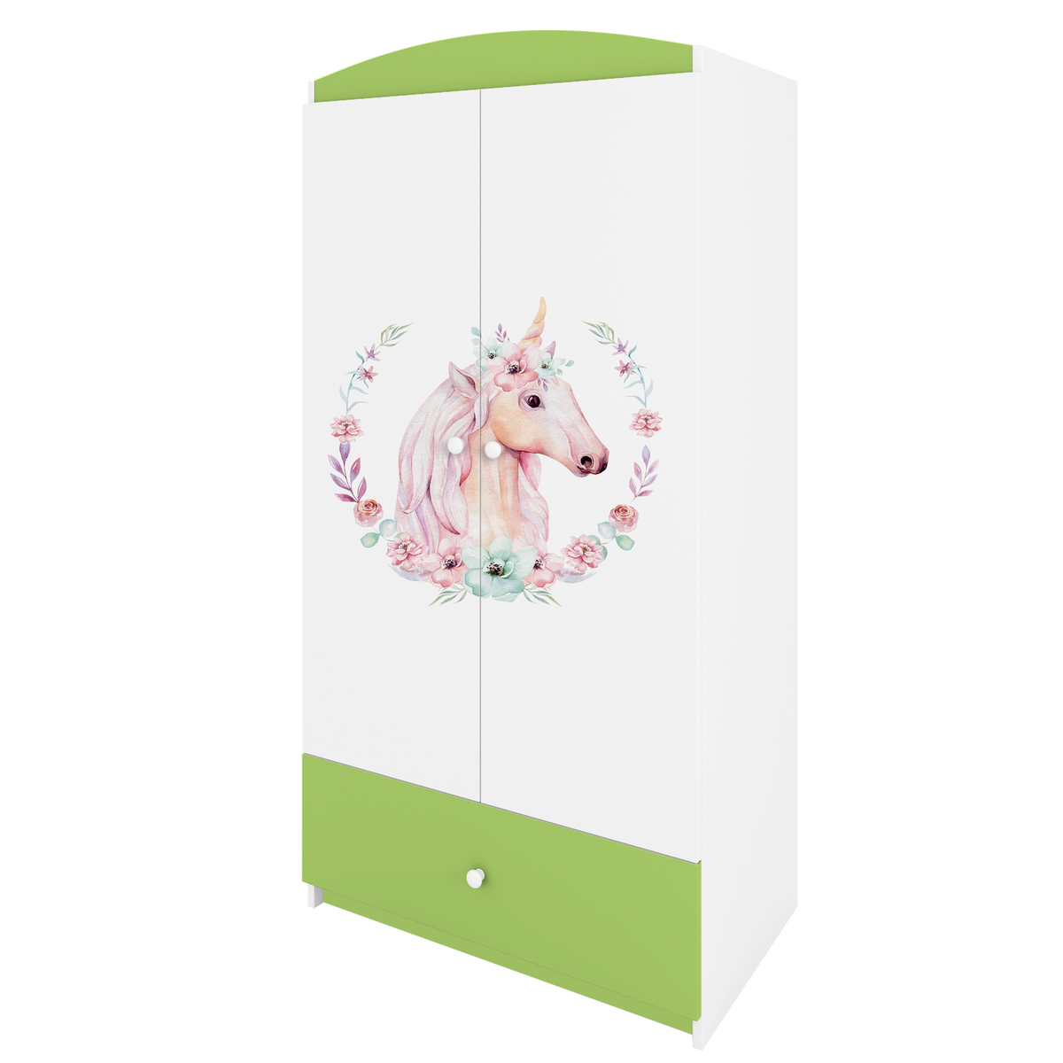 KINDERKLEIDERSCHRANK Pferd - Grün, Holzwerkstoff (90/175/52cm) - RAUMHIRSCH FURNITURE