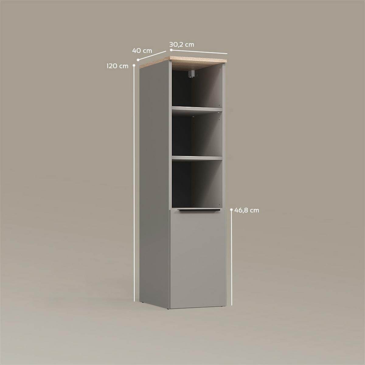 UNIVERSALSCHRANK Piave Greige mit einer Tür - Greige, Holzwerkstoff (30.2/120/40cm) - Livinity®