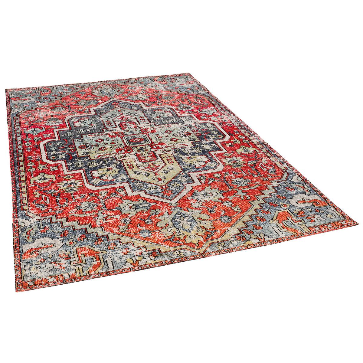 KURZFLOR DESIGNER TEPPICH MODERN VINTAGE ORIENT MUSTER - Blau, Textil (120/170cm) - Pergamon