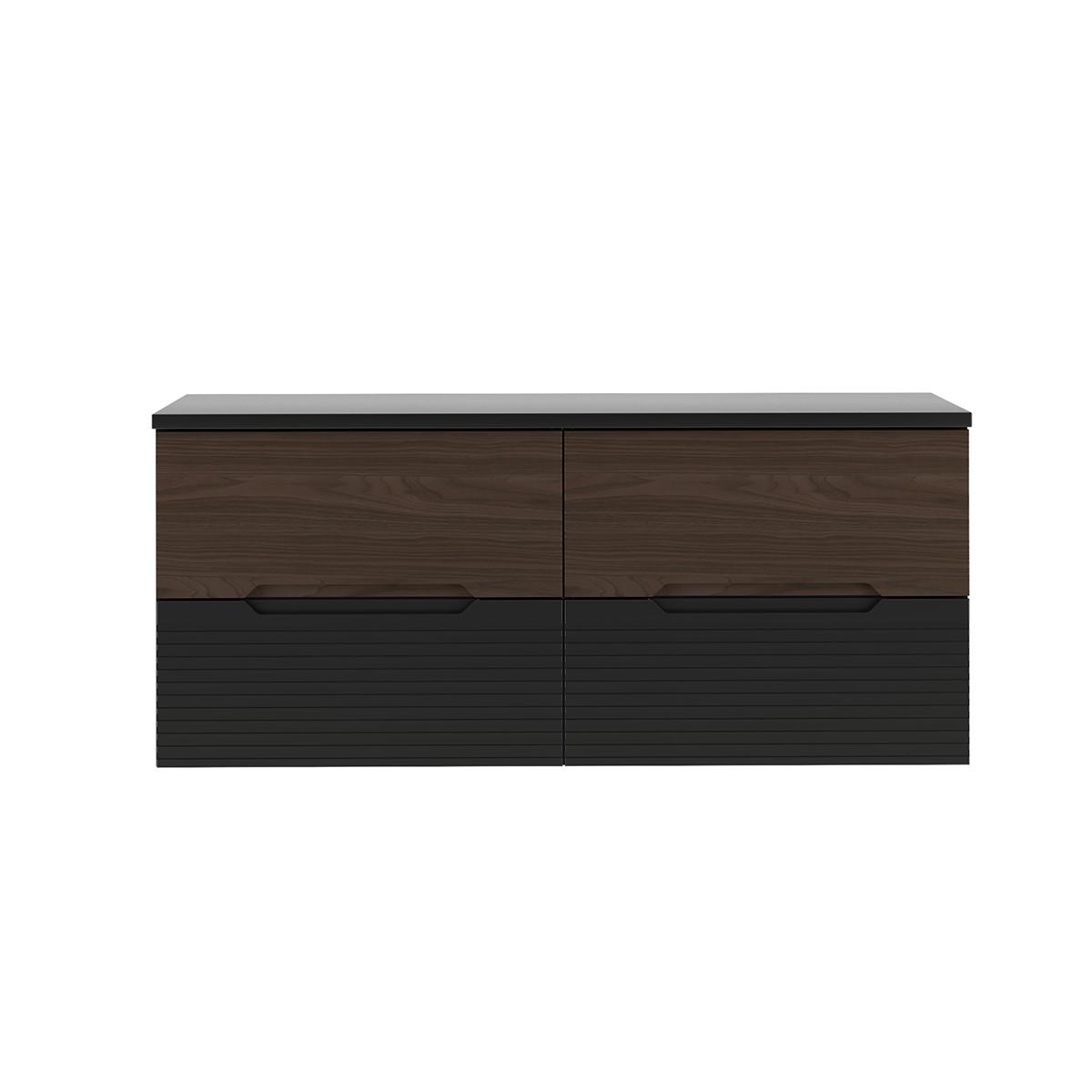 WASCHTISCHUNTERSCHRANK 120.6cm Sylla Schwarz und Holz - Schwarz, Holzwerkstoff (120.6/52.2/45.8cm) - Petits-meubles