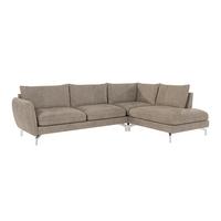 ECKSOFA Elou Dunkelbeige Microfaser - Chromfarben/Beige, Holz/Textil (277/200cm) - S-Style Möbel