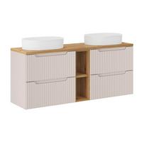 DOPPELWASCHTISCH 140.4cm Riva Kaschmir und Holz - Beige, Holzwerkstoff (140.4/59/40cm) - Petits-meubles