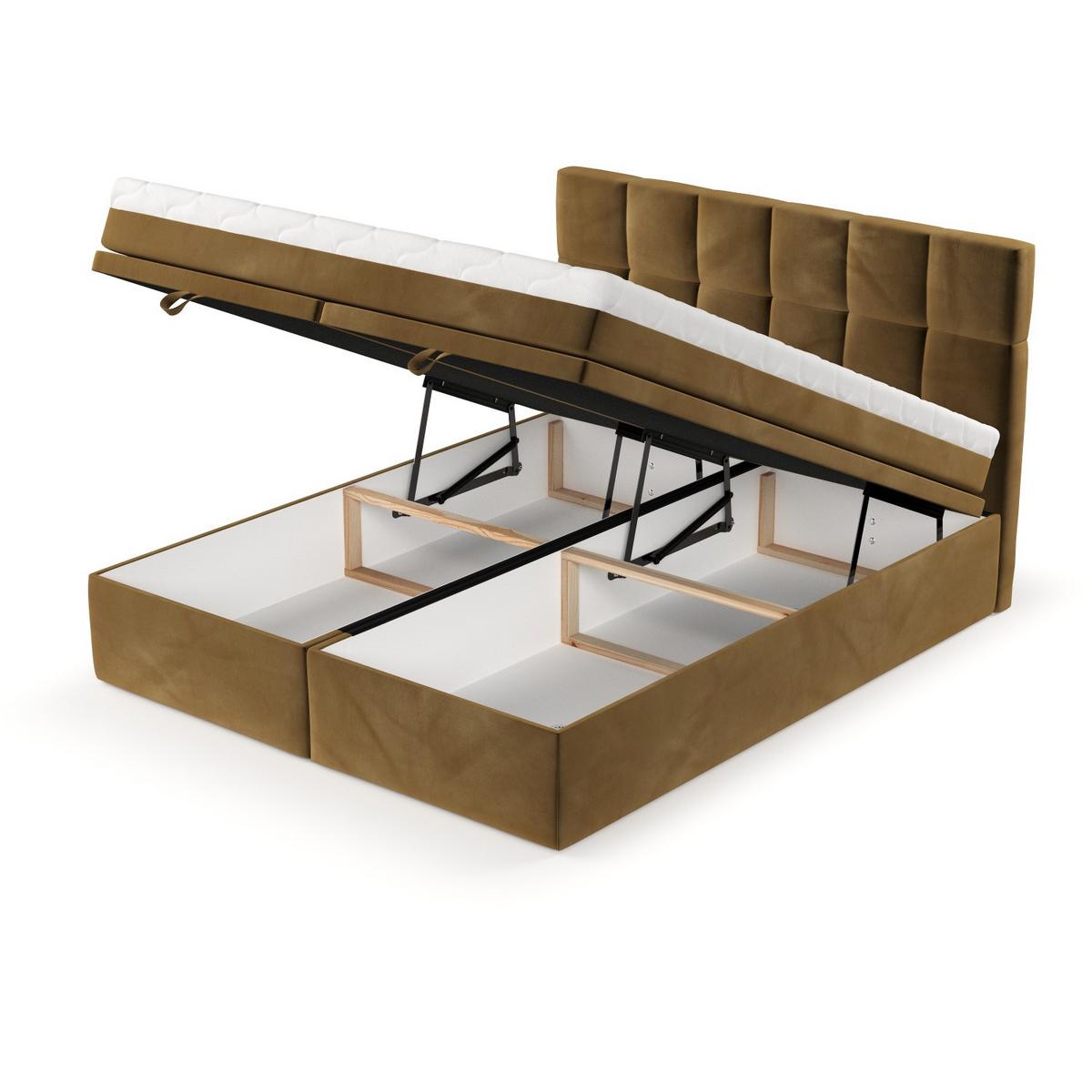 BOXBETT Elano 200/200 cm Honiggelb im Kronos Stoff - Schwarz/Honig, Holz/Holzwerkstoff (200/200cm) - AltaBeds
