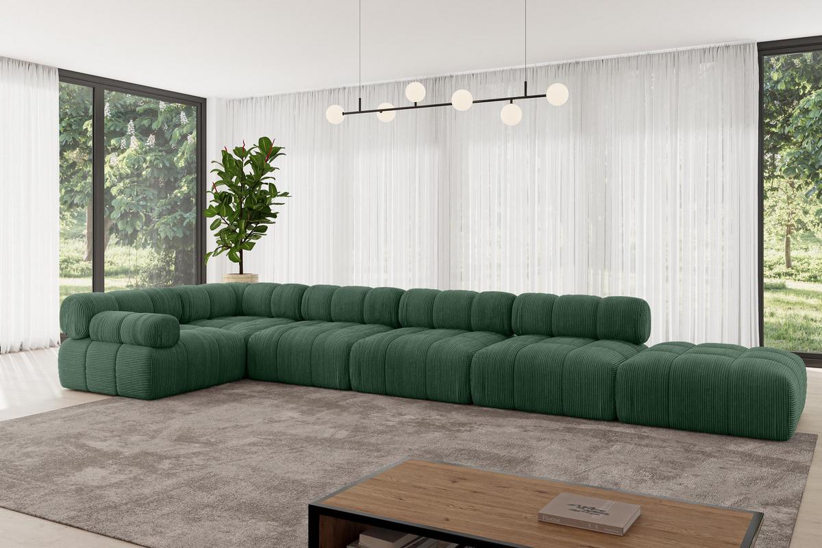 ECKSOFA modulares Sofa Felto-L3 - 475x190x70 cm Grün Cord - Grün, Holzwerkstoff/Textil (475/190cm) - ALTDECOR