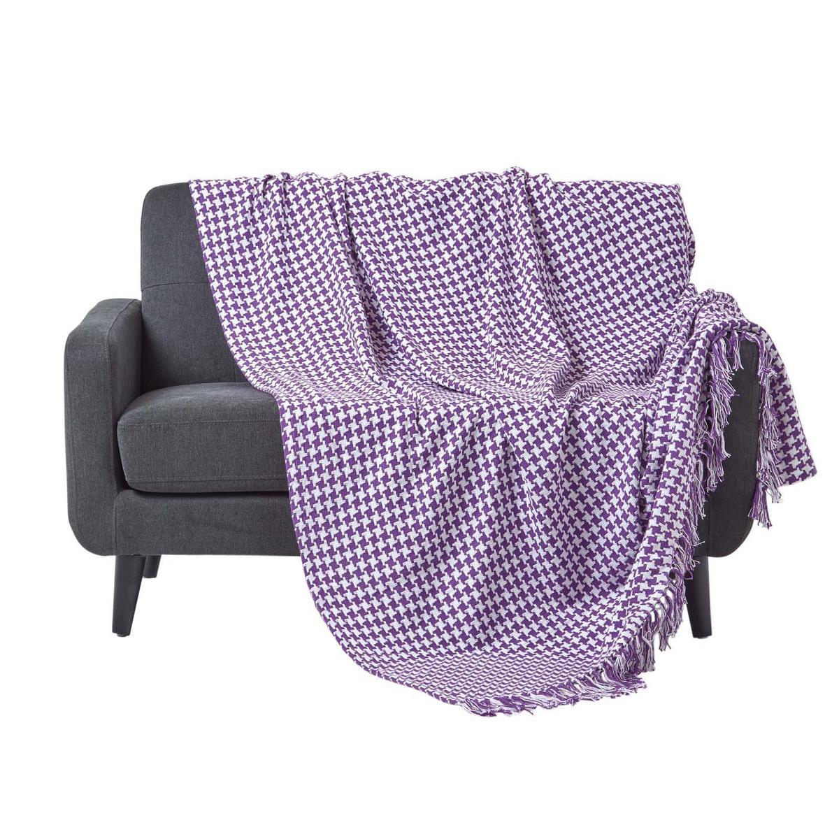 ÜBERWURF 225/255 cm, Hahnentritt-Muster - Lila, Textil (225/255cm) - Homescapes