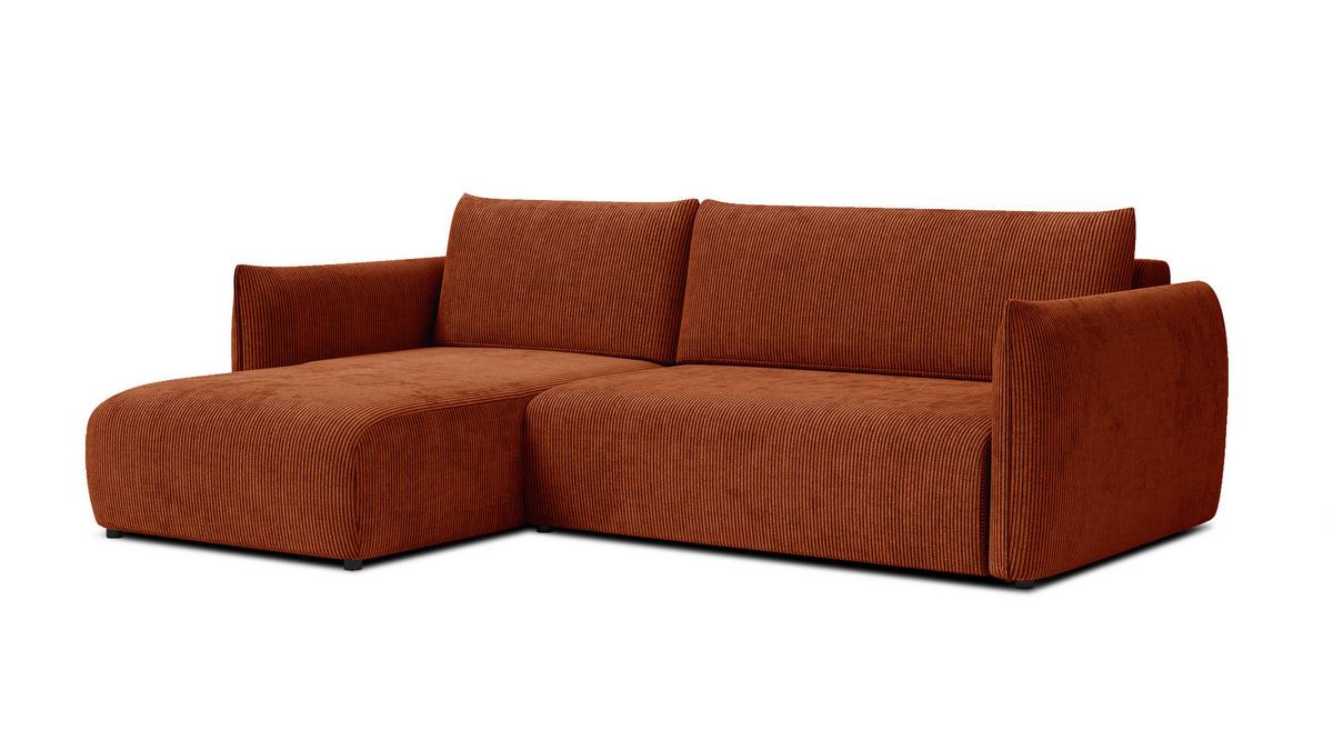 ECKSOFA TAUER 3-Sitzer rechts, orange - Schwarz/Orange, Holz/Textil (248/173cm) - Wozimo
