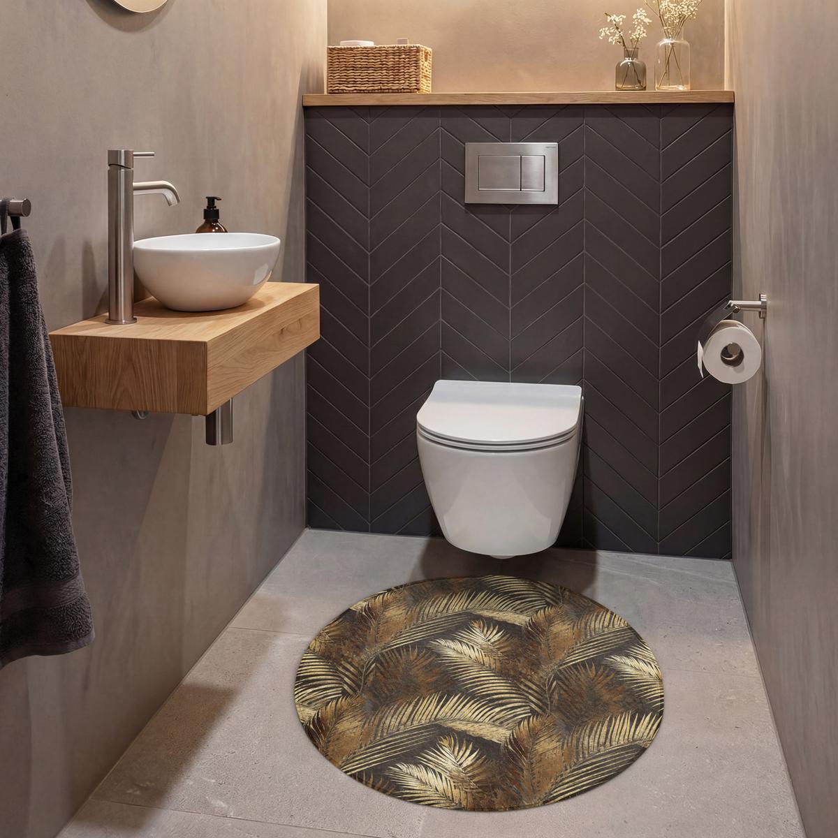 WC-VORLEGER Tropisch - Blätter - Gold Toilettenteppich 70x70 cm - Goldfarben, Textil (70/1cm) - OnlyWow