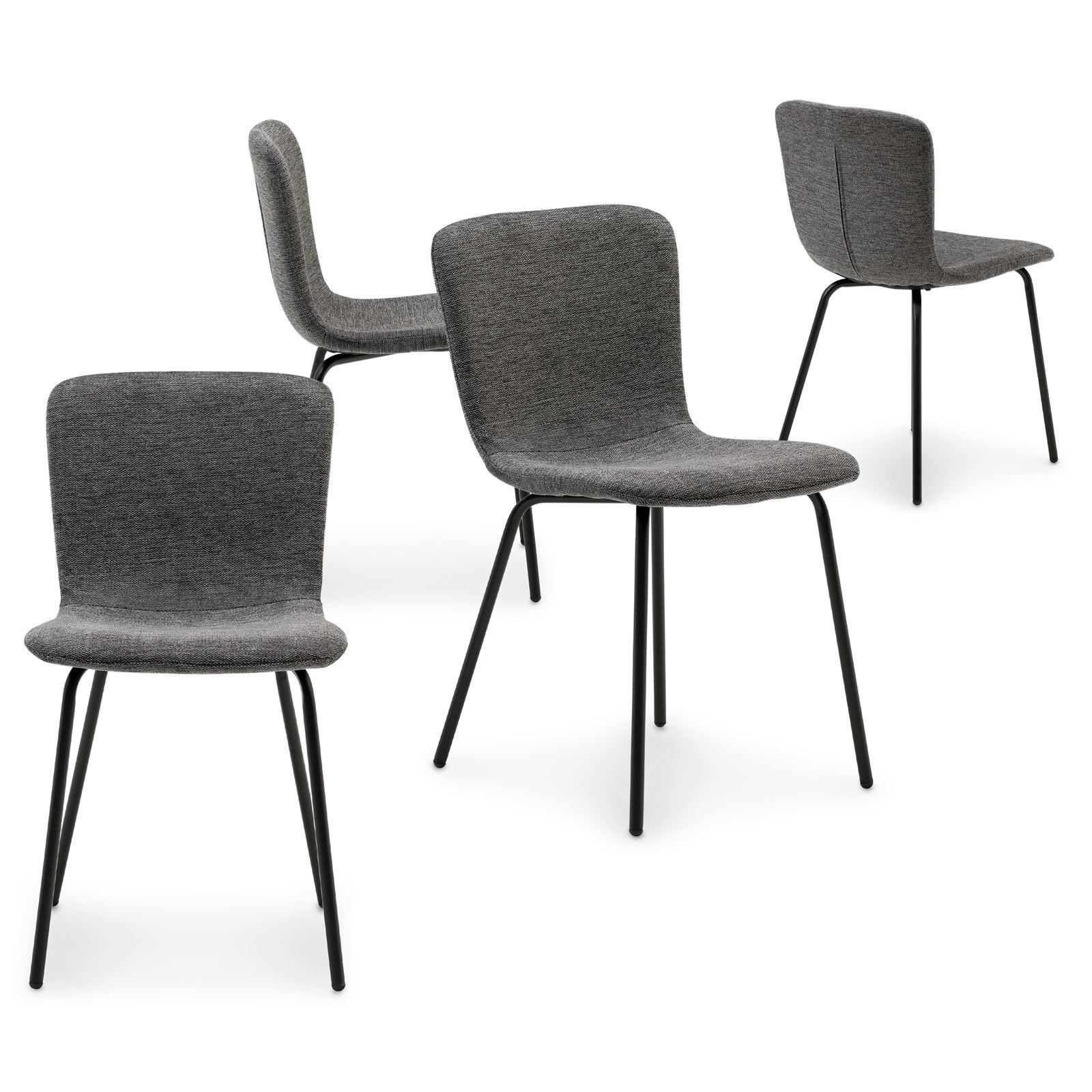 ESSZIMMERSTÜHLE AUDREY 4er-Set schwarz - Schwarz, Textil (43/80/50cm) - IDIMEX