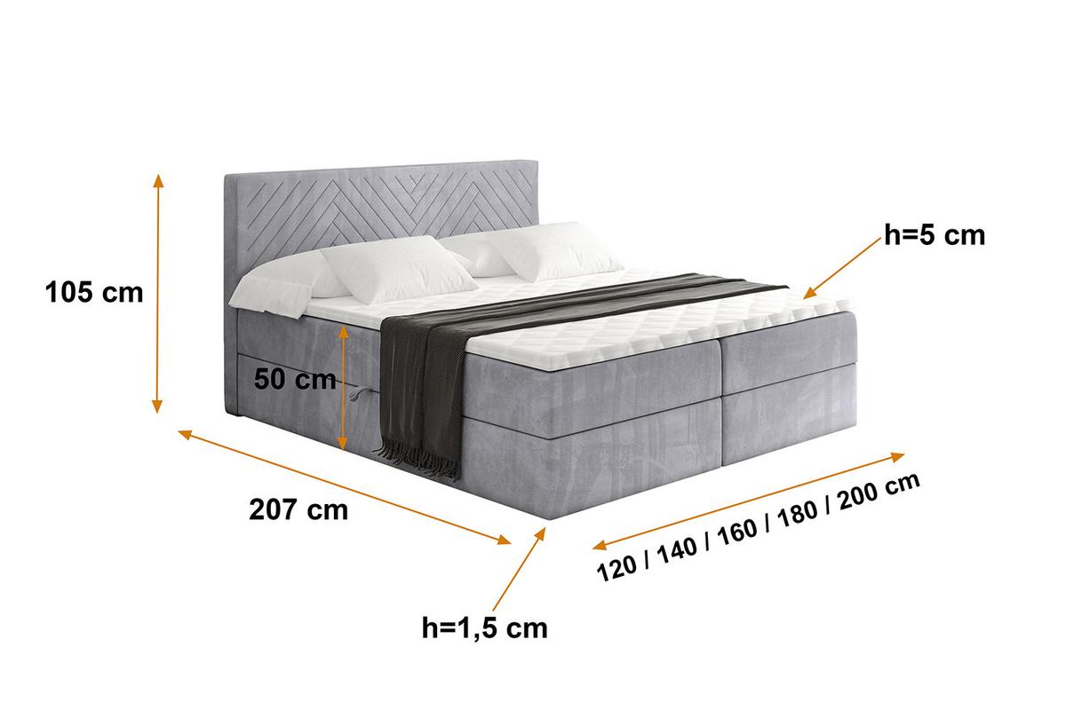 BOXBETT mit Matratze H3 und Lattenrost - VEXA - 180x200 - Grau Monolith - Grau, Holzwerkstoff/Kunststoff (180/200cm) - ALTDECOR