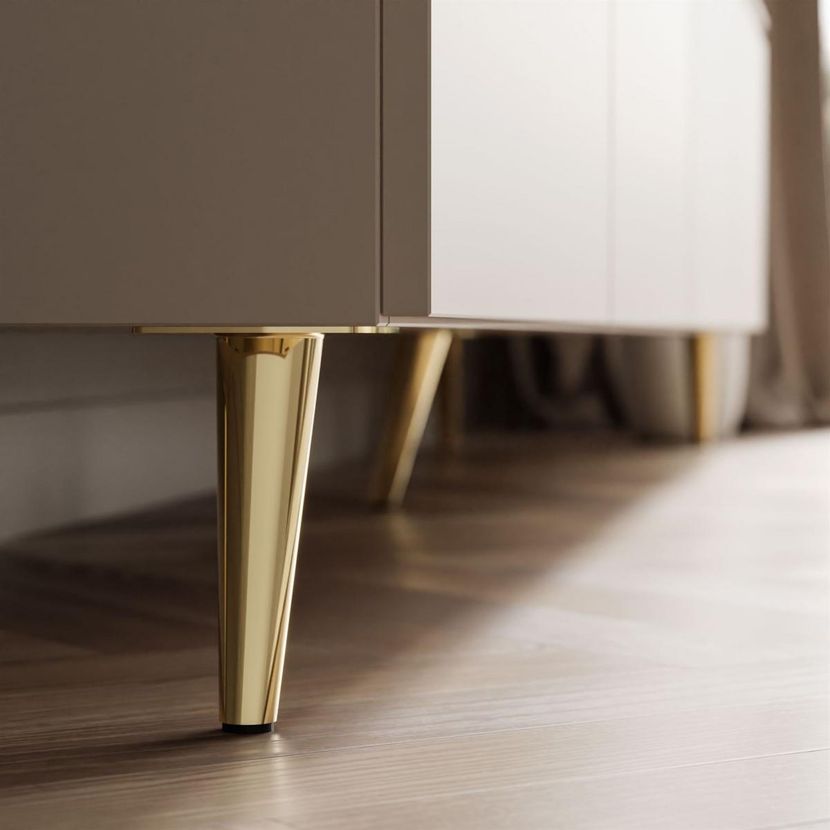 LOWBOARD TV-Schrank CELINE KASCHMIR 200 cm auf schrägen goldenen Chrom-Beinen - Kaschmir/Goldfarben, Holzwerkstoff/Metall (200/48/40cm) - Lookway