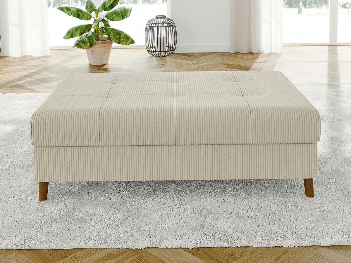 ECKSOFA inkl. Hocker Alma Beige Cord - Ottomane rechts - Beige/Braun, Holz/Textil (231/161cm) - S-Style Möbel