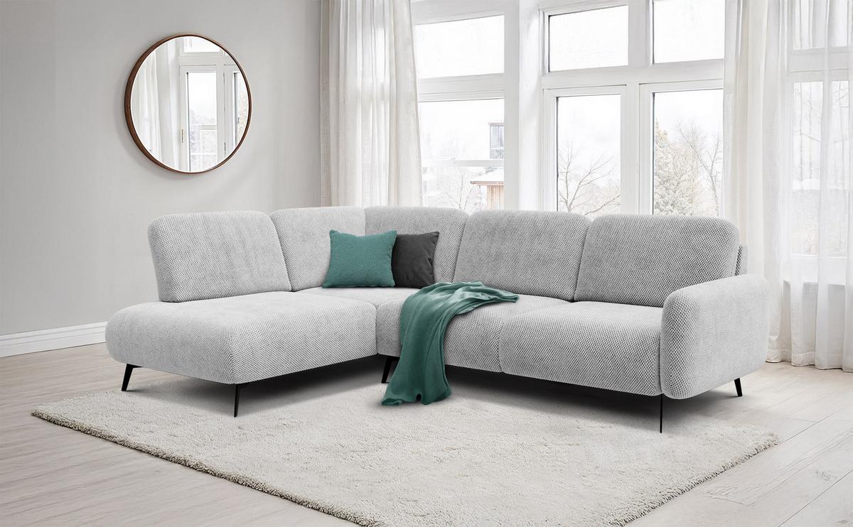 ECKSOFA FEBE 5-Sitzer links, hellgrau - Hellgrau/Schwarz, Holz/Textil (271/190cm) - Wozimo