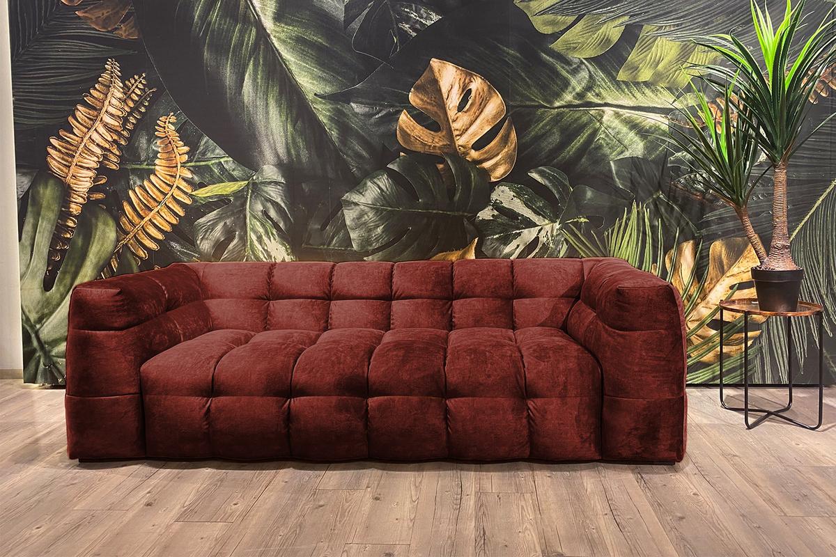 SOFA RIO Bordeaux Velvet - Bordeaux/Schwarz, Textil (282/68/105cm) - KAWOLA