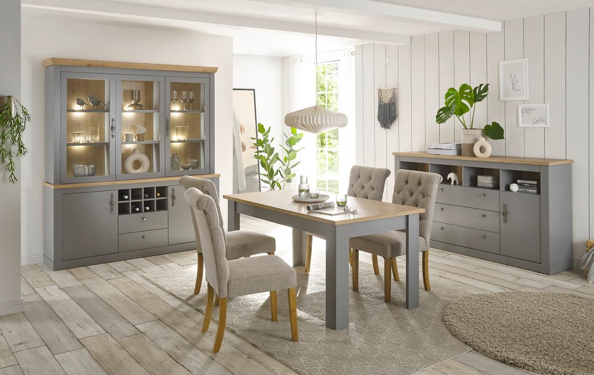 COUCHTISCH grau, Artisan Eiche Landhaus 107 x 67 cm, Beistelltisch mit Schubkästen - Silberfarben/Hellgrau, Holzwerkstoff/Metall (107/67/46cm) - Furn.Design