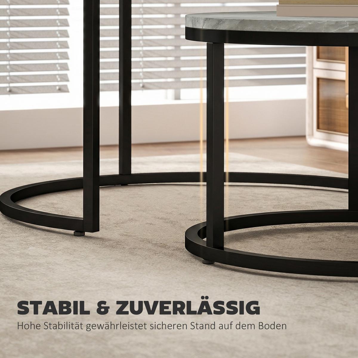 COUCHTISCH 2er Set Metall MDF Grau - Grau, Metall (78.5/78.5/46.5cm) - HOMCOM