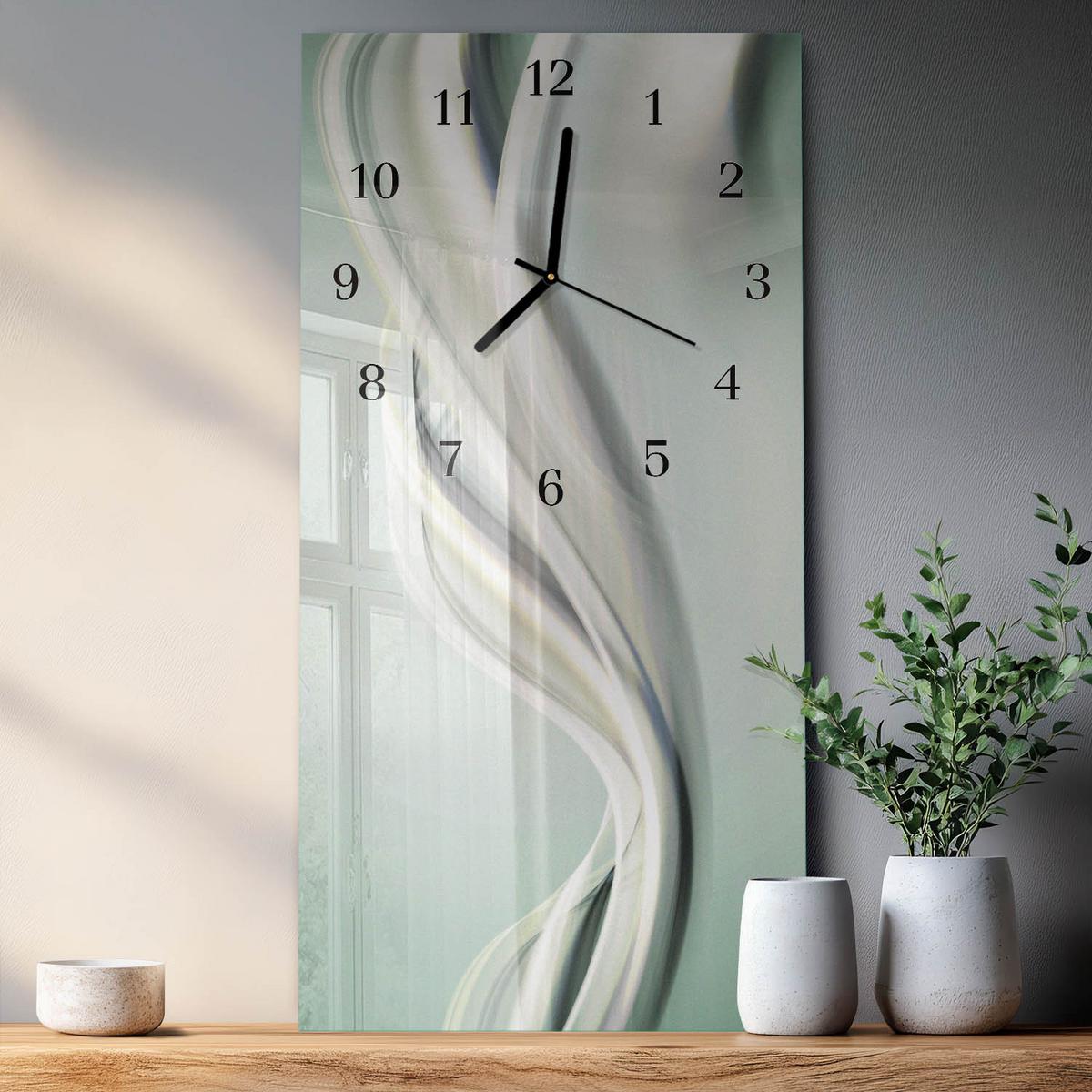 WANDUHR aus Glas 30x60 cm - Muster - Grau, Glas (30/60/0.4cm) - TULUP