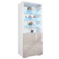 VITRINE Granada Sandgrau Hochglanz - Sandfarben, Holzwerkstoff (50/122.5/34.5cm) - Vladon
