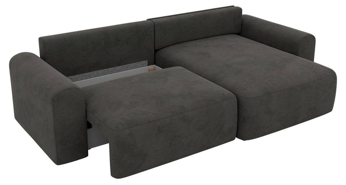 ECKSOFA NEKSON L - Dunkelgrau Velvet - Dunkelgrau/Schwarz, Kunststoff/Textil (274/152cm) - MKS