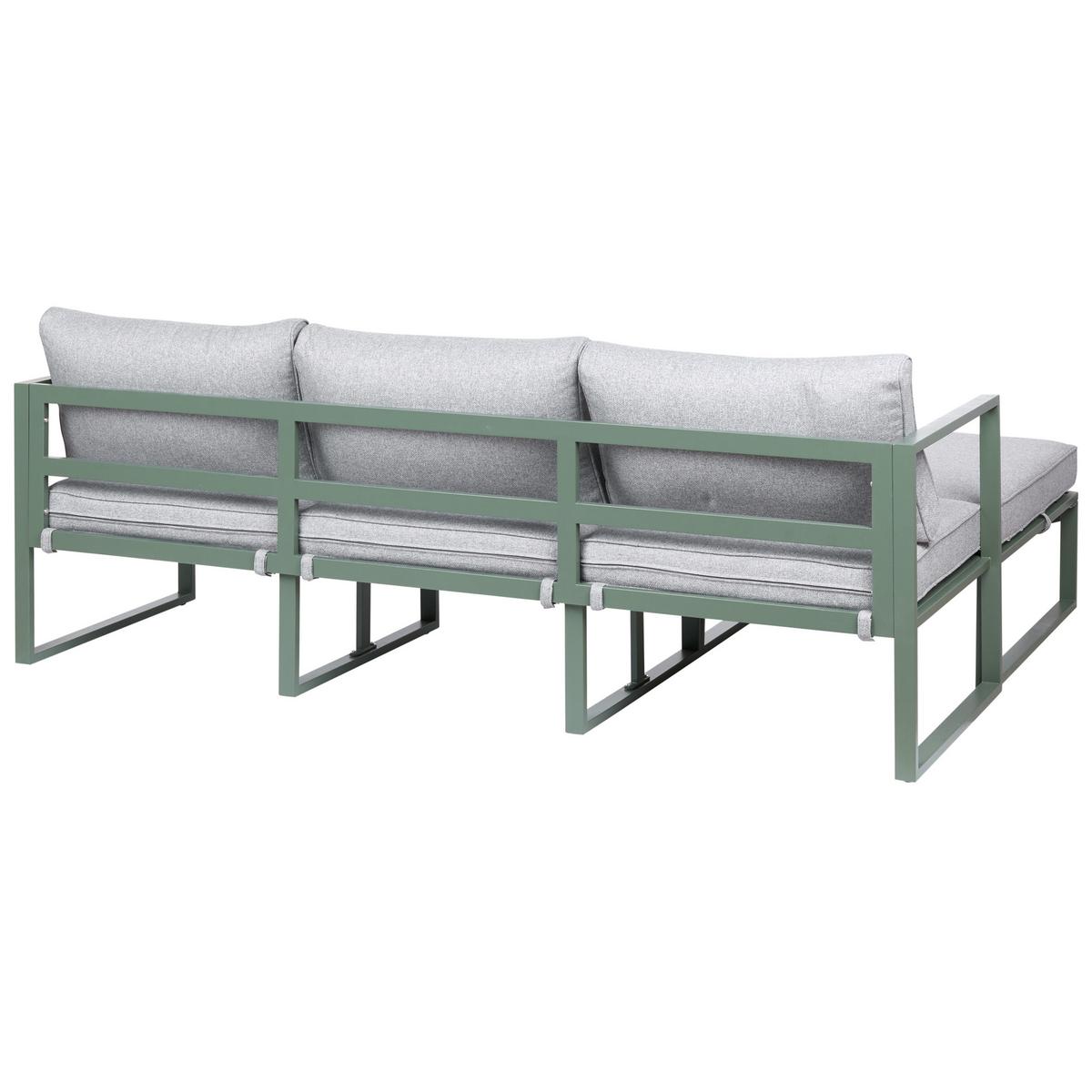 GARTEN-ECKSOFA mit Tisch 3-Sitzer Metall Grün Olang - Hellgrau/Grau, Metall - Beliani