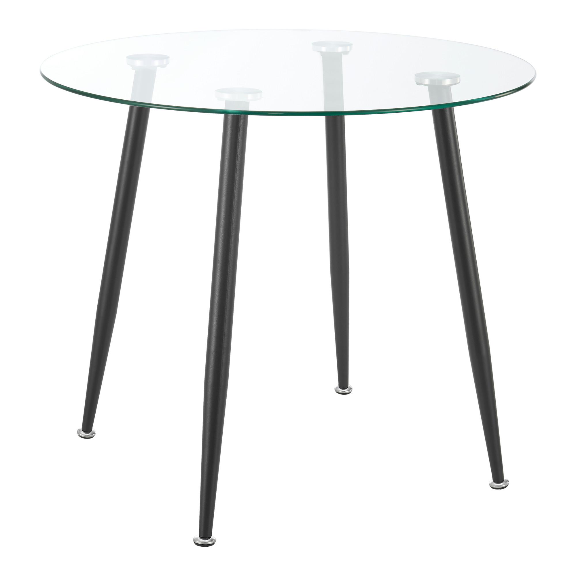 ESSTISCH Humppila - Transparent/Schwarz, Glas/Metall (87/87/75cm) - [en.casa]