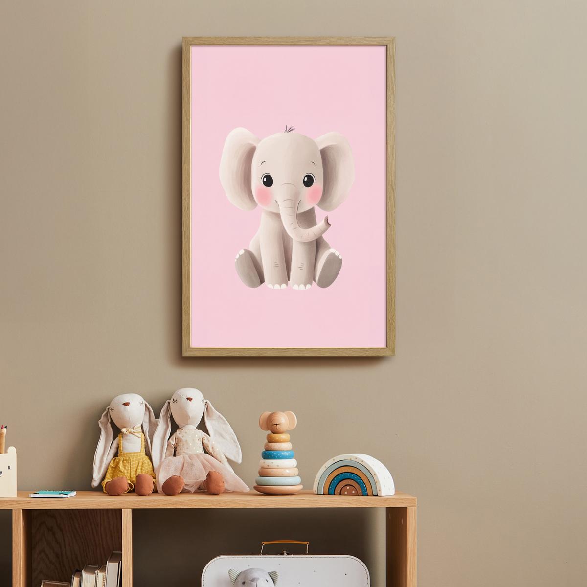 NACHTTISCHLAMPE MIT AKKU Elefant - Baby - Rosa - Cartoon 40x60 cm - Rosa, Holzwerkstoff (8/40/60cm) - OnlyWow
