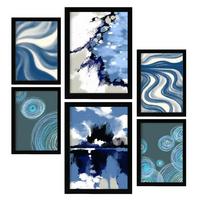 POSTER Set Mit 6 Blau Alte Koffer In Kulissen Abstracts Ästhetische Dekorative Gemälde Für Ihr Wohnzimmer Zuhause A3 & A4 Schwarzer Rahmen - Schwarz, Papier (29/3cm) - Nacnic