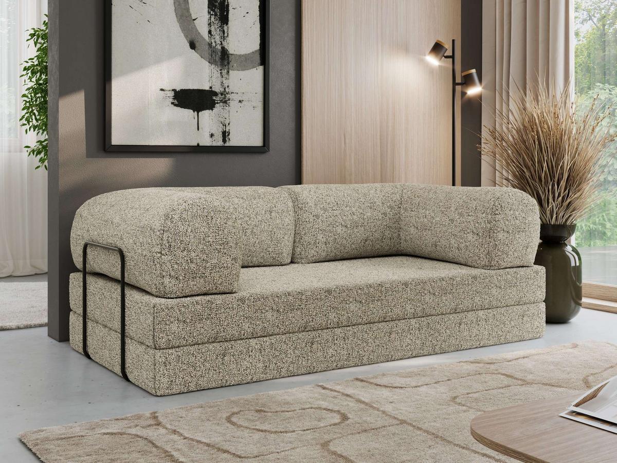 3-SITZER SOFA ORSETTO - Beige Stukture - Beige/Schwarz, Textil/Metall (200/70/100cm) - MKS