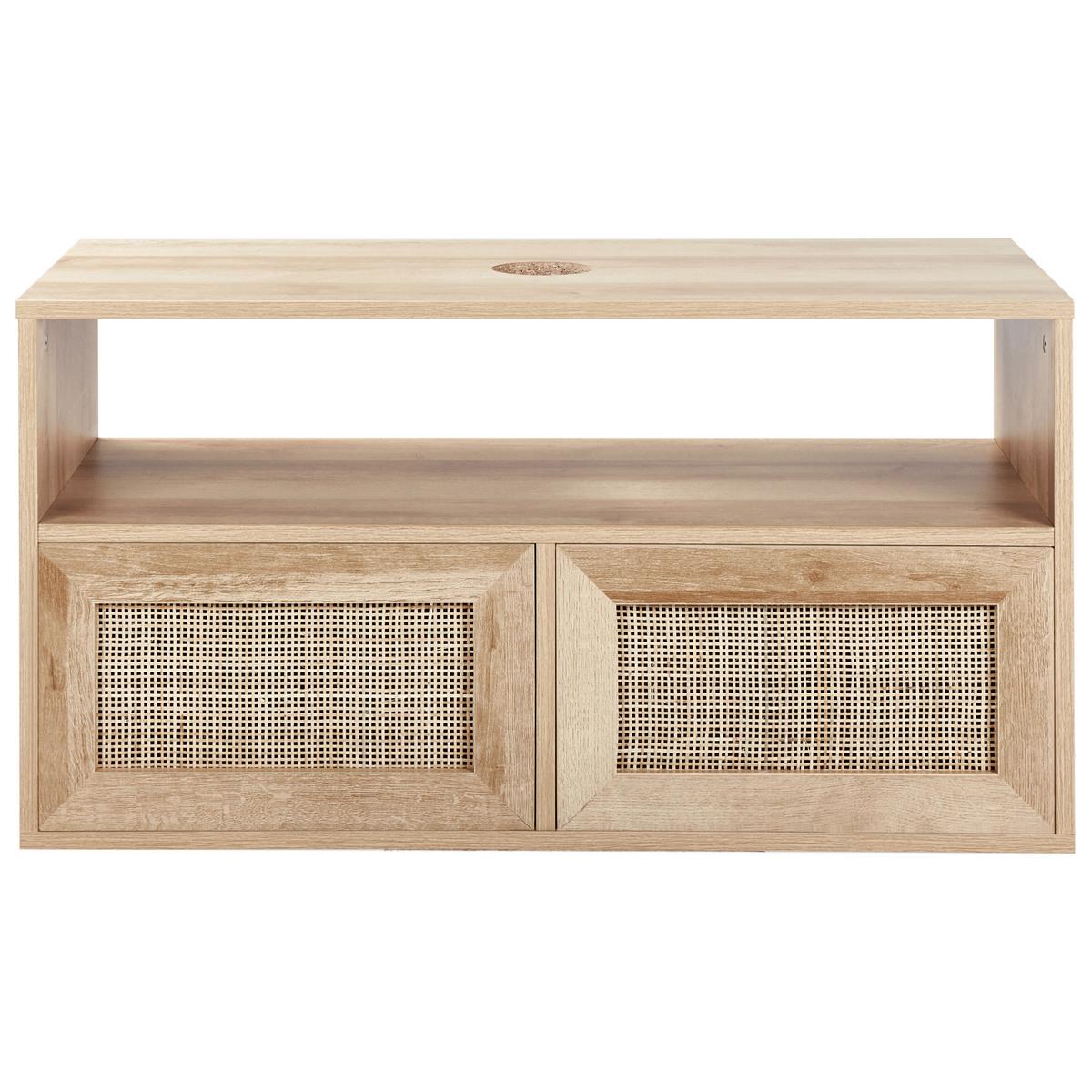 WASCHBECKENUNTERSCHRANK wandmontiertk 86 cm Hellbraun Rosell - Naturfarben, Holzwerkstoff (86/45/40cm) - Beliani