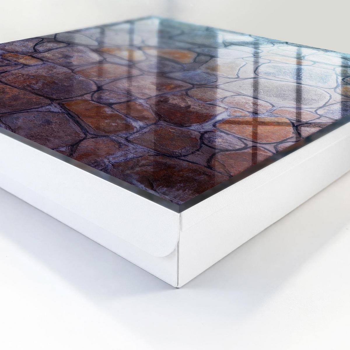 SCHLÜSSELBOX Weiß 30x30 cm – Türöffnung nach rechts - Steintextur - Blaugrau, Metall (30/30/5cm) - TULUP