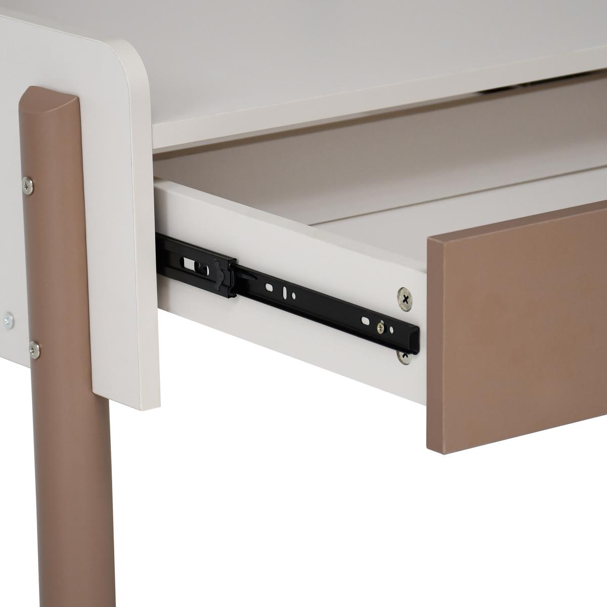 SCHREIBTISCH Boreo mit 2 Schubladen und Aufsatz, 118 cm, Kaschmir+Hellbraun - Kaschmir/Hellbraun, Metall (58/118/118cm) - Beautysofa