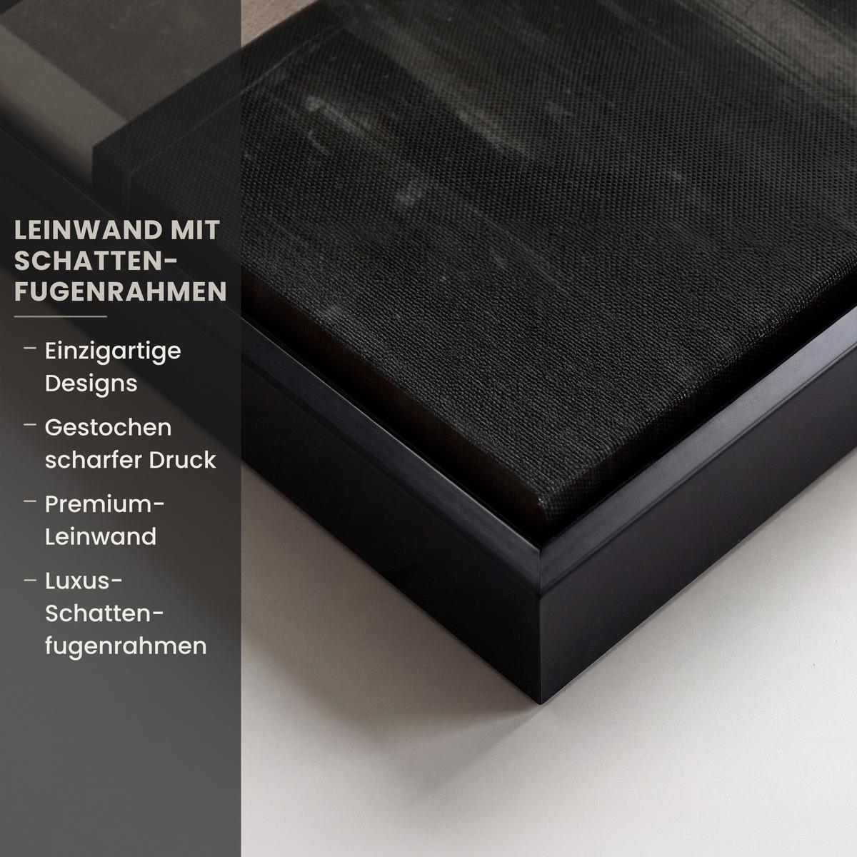 LEINWAND Bilder mit Rahmen - Abstrakt - Flugzeuge - Schwarz - Rund - 60x40 - Beige, Textil (60/40cm) - MuchoWow
