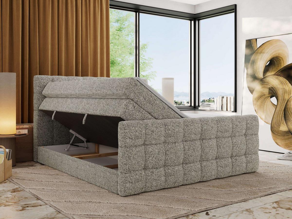 BOXSPRINGBETT ALTIVO KING DUO 200/200 - Beige Strukture - H4 - Beige, Textil (200/200cm) - MKS