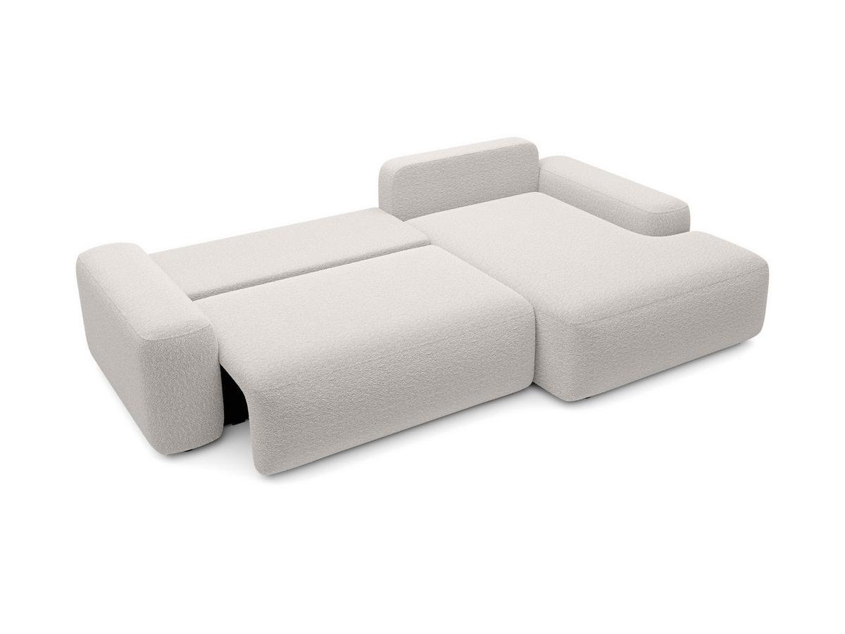 ECKSOFA RUOTA Grau Boucle-Stoff mit Schlaffunktion - Grau, Holz (264/162cm) - MASSENO