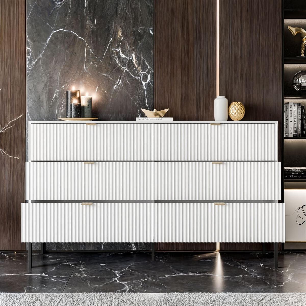SIDEBOARDS CORTADO KS154 MIT SCHUBLADEN WEISS - Weiß, Holzwerkstoff (154/91/39cm) - Lookway
