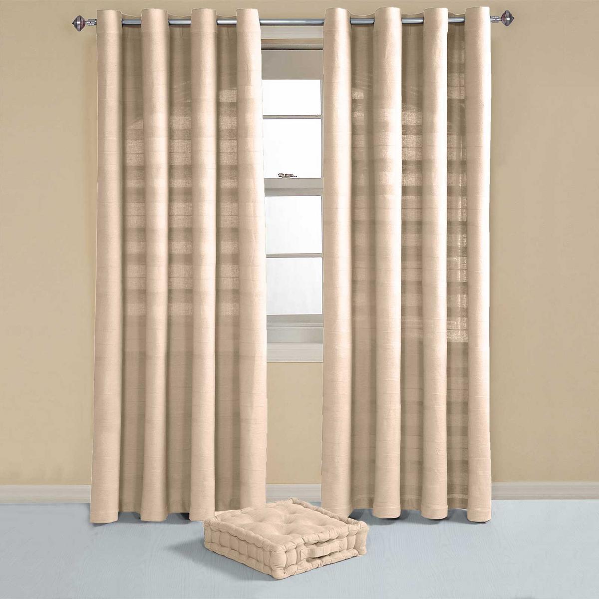 ÖSENVORHANG Rajput blickdicht 2er-Set, 137/137 cm - Naturfarben, Textil (137/137cm) - Homescapes